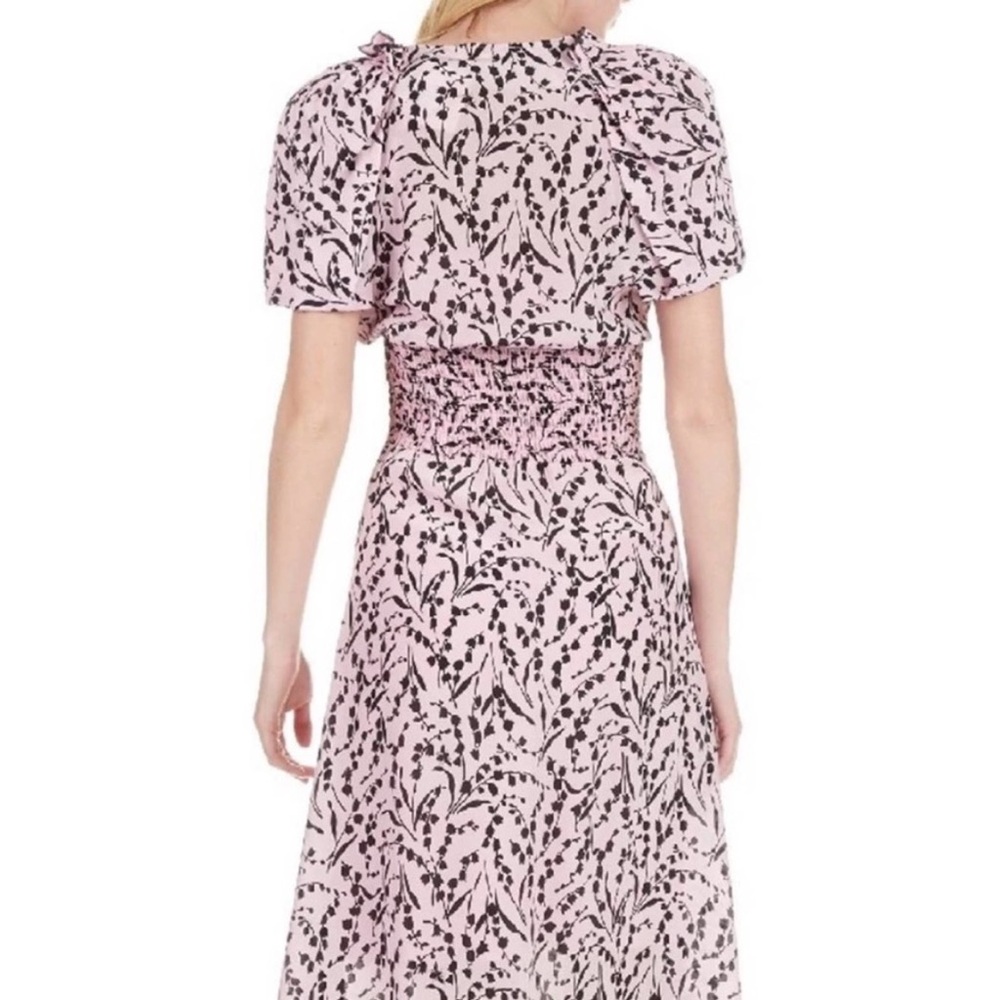✨Maje✨Rivara 100% Silk Floral Midi Dress sz Large Surplice Ruffle - Picture 5 of 15